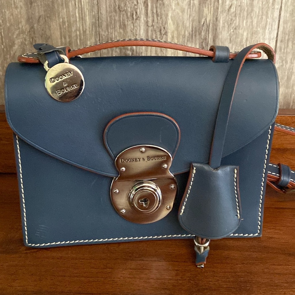 NWOT Dooney & Bourke Baby Brief Alto Blue LeatherTop Strap/Belt/Shoulder Strap🇮🇹